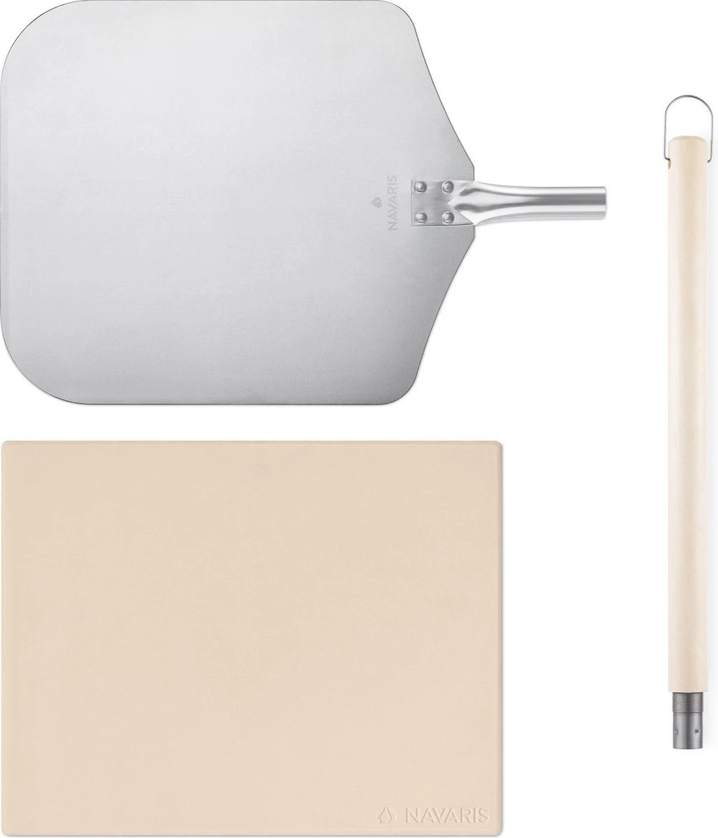 Navaris Pizzasteen XL Voor Oven En Barbecue - Rechthoekige Pizzaplaat 38 X 30 Cm - Inclusief Pizzaschep Met Extra Lang Handvat En Receptenboek 4 Navaris Pizzasteen XL Voor Oven En Barbecue - Rechthoekige Pizzaplaat 38 X 30 Cm - Inclusief Pizzaschep Met Extra Lang Handvat En Receptenboek - Afbeelding 2