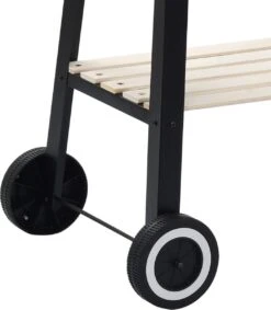 Verrijdbare Barbecue – Houtskool/Briketten - Verstelbare Grillplaat – Houten Tafel – Winscherm – Gewicht 5.9kg -Barbecue Benodigdheden 1049x1200