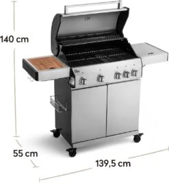 Burnhard Gas BBQ Big FRED Deluxe - 4 Branders - Incl. Keramische Infraroodbrander & Afdekhoes - Deluxe -Barbecue Benodigdheden 1063x1200 2
