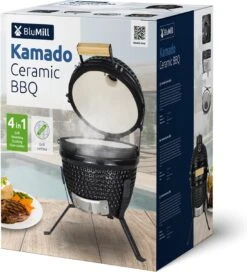 BluMill Kamado BBQ Egg - Kamado 13 Inch - Incl. Vlees Thermometer - Houtskoolbarbecues - Zwart - Ø 27cm -Barbecue Benodigdheden 1090x1200