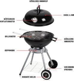 BBQ Collection Houtskoolbarbecue - Kogelbarbecue 45 X 60 Centimeter - Ronde Barbecue - Barbecue Op Wielen - Zwart - Metaal -Barbecue Benodigdheden 1098x1200