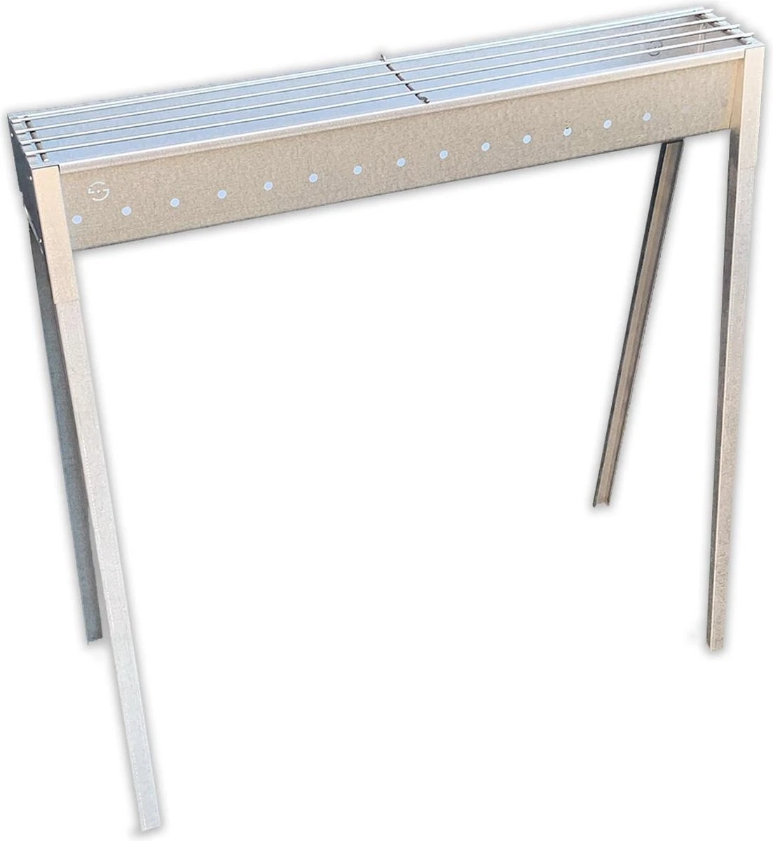 Spiedini Saté-bbq Bali 80 - Saté Houtskoolbarbecue Met Horizontaal Rooster - 80 Cm Lang, 11 Cm Breed - Materiaal: Gealuminiseerd Ijzer 3 Spiedini Saté-bbq Bali 80 - Saté Houtskoolbarbecue Met Horizontaal Rooster - 80 Cm Lang, 11 Cm Breed - Materiaal: Gealuminiseerd Ijzer