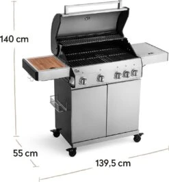 Burnhard Gas BBQ Big FRED Deluxe - 4 Branders - Incl. Keramische Infraroodbrander & Afdekhoes - Deluxe -Barbecue Benodigdheden 1113x1200