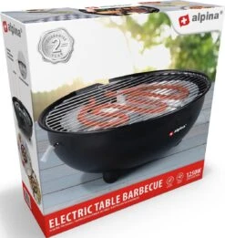 Alpina Elektrische BBQ - Tafel-Barbecue - Geen Rook - Binnen Barbecueën - 1250W - Ø 30 Cm - Zwart -Barbecue Benodigdheden 1137x1200 1