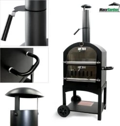 MaxxGarden Pizza Oven Buiten - Houtskool – Incl. Pizzasteen - 45x65x158cm -Barbecue Benodigdheden 1137x1200
