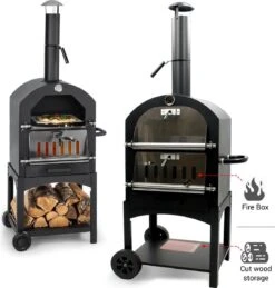 MaxxGarden Pizza Oven Buiten - Houtskool – Incl. Pizzasteen - 45x65x158cm -Barbecue Benodigdheden 1146x1200