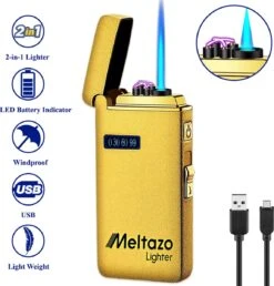 MELTAZO Elektrische Aansteker, Aansteker Gas, Electric Lighter, Gasaansteker Navulbaar, Elektronische Aansteker, Aansteker Plasma, Aansteker Vuurwerk, USB Aansteker Plasma, 2-in-1 Aansteker Voor Sigaretten Camping Kaarsen - 2023 Editie -Barbecue Benodigdheden 1147x1200 2
