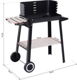 Verrijdbare Barbecue – Houtskool/Briketten - Verstelbare Grillplaat – Houten Tafel – Winscherm – Gewicht 5.9kg -Barbecue Benodigdheden 1150x1200
