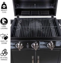 MaxxGarden Gas Barbecue - 3 Branders - Incl. Gratis BBQ Set -Barbecue Benodigdheden 1154x1200
