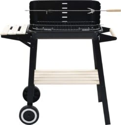 Verrijdbare Barbecue – Houtskool/Briketten - Verstelbare Grillplaat – Houten Tafel – Winscherm – Gewicht 5.9kg -Barbecue Benodigdheden 1161x1200