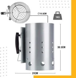 Kolen Starter GROOT - Brikettenstarter Met Veiligheidshandgreep - Snelstarter Voor Barbecue - BBQ Houtskool Starter -Barbecue Benodigdheden 1165x1200 1