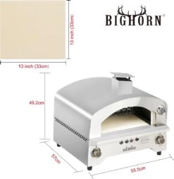 Bighorn Outdoor Edelstaal Gas Pizza Oven - Draagbare Gas Barbecue - Edelstaal -Model SRGG20001 -Barbecue Benodigdheden 1169x1200