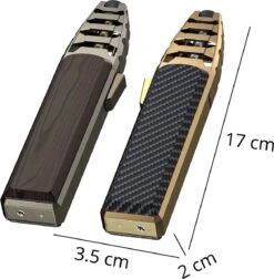 Merkloos Turbo Jetflame Aansteker - Gasbrander - Vuurwerk Torch - Crème Brûlée Brander - BBQ En Sigaren Aansteker - Windproof - Walnoothout Met Grijze Metalen Behuizing -Barbecue Benodigdheden 1177x1200 3