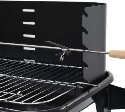 Verrijdbare Barbecue – Houtskool/Briketten - Verstelbare Grillplaat – Houten Tafel – Winscherm – Gewicht 5.9kg -Barbecue Benodigdheden 1200x1074