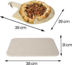 Buxibo 2in1 Pizzasteen - Voor BBQ & Oven - Inclusief Serveer Plank - Pizzabord/Pizzaplank - 30.5 X 38.1 X 1.4 Cm -Barbecue Benodigdheden 1200x1085