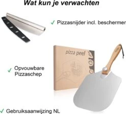 Pizzaschep – Inclusief Pizzasnijder – Opvouwbaar – Pizzaspatel – Pizza Schep – Taartschep – 30cm - Qwality -Barbecue Benodigdheden 1200x1095