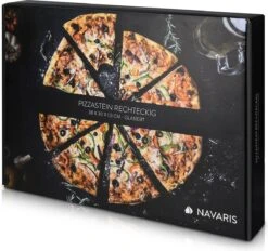 Navaris Pizzasteen XL Voor Oven En Barbecue - Rechthoekige Pizzaplaat 38 X 30 Cm - Inclusief Receptenboek - Keramisch Geglazuurd - Zwart -Barbecue Benodigdheden 1200x1125 3