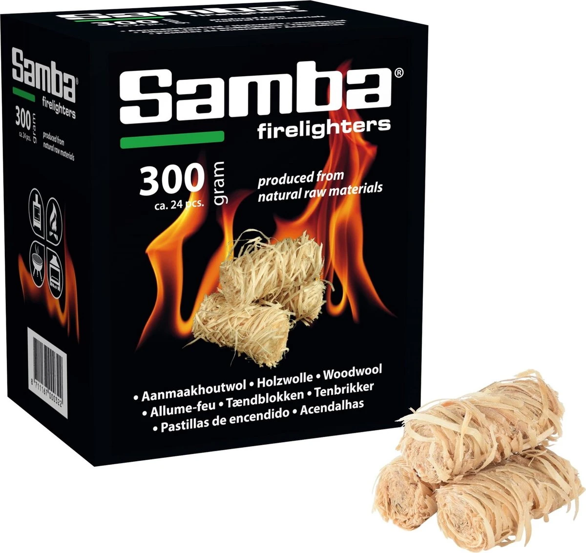 Samba Aanmaakhoutwol, Aanmaakkrullen, -wokkels á 24 Stuks 3 Samba Aanmaakhoutwol, Aanmaakkrullen, -wokkels á 24 Stuks