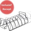 PROKING Sparerib Barbecue Rek – BBQ Accessoires – Inclusief Sparerib Recept – Anti-aanbak Lag – 35 X 19.5 X 11.5 CM -Barbecue Benodigdheden 1200x1138 2