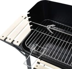 Verrijdbare Barbecue – Houtskool/Briketten - Verstelbare Grillplaat – Houten Tafel – Winscherm – Gewicht 5.9kg -Barbecue Benodigdheden 1200x1158