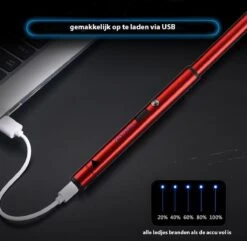 Oplaadbare Lange Dunne Elektrische Aansteker - Duurzame Plasma Aansteker - Inclusief Cadeauverpakking - BBQ – Kaarsen – Rood -Barbecue Benodigdheden 1200x1170 4