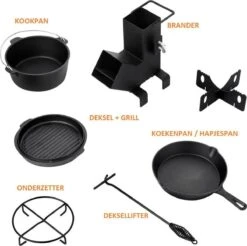 Dutch Mountains Gietijzeren Pannenset 7-delig - Dutch Oven – Braadpan - Grillpan - Hapjespan - Kookset In Houten Transportkist - Deksellifter - Brander 14 Dutch Mountains Gietijzeren Pannenset 7-delig - Dutch Oven – Braadpan - Grillpan - Hapjespan - Kookset In Houten Transportkist - Deksellifter - Brander -Barbecue Benodigdheden 1200x1197 6