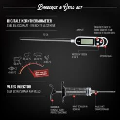 Mountain Jack® 40-Delige Luxe BBQ Grill Accessoires Set In Roestvrij Staal – Barbecue Gereedschap – Tangenset, Vlees Thermometer, Vleestang, Borstel, Spiezen, Vleesmes, Vleesvork 18 Mountain Jack® 40-Delige Luxe BBQ Grill Accessoires Set In Roestvrij Staal – Barbecue Gereedschap – Tangenset, Vlees Thermometer, Vleestang, Borstel, Spiezen, Vleesmes, Vleesvork -Barbecue Benodigdheden 1200x1199 7