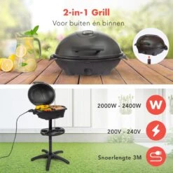 KitchenBrothers Elektrische BBQ - Met Grillplaat - Anti-aanbaklaag - Incl. Plank/Houders - Grilloppervlak 46,5x33,8cm - Tot 300°C - 2400W - Zwart 17 KitchenBrothers Elektrische BBQ - Met Grillplaat - Anti-aanbaklaag - Incl. Plank/Houders - Grilloppervlak 46,5x33,8cm - Tot 300°C - 2400W - Zwart -Barbecue Benodigdheden 1200x1200 130