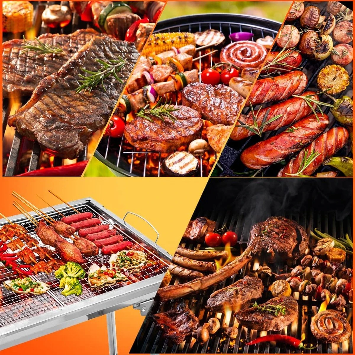 Uten - Houtskoolbarbecue - Opvouwbare Barbecue - Houtskoolbarbecues - Draagbare Camping Barbecue - 430 Roestvrij Staal Grill BBQ - 5-10 Persoon Tuin Buitenfeest - Zilver 7 Uten - Houtskoolbarbecue - Opvouwbare Barbecue - Houtskoolbarbecues - Draagbare Camping Barbecue - 430 Roestvrij Staal Grill BBQ - 5-10 Persoon Tuin Buitenfeest - Zilver - Afbeelding 5