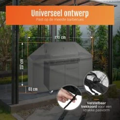 GrillX Barbecue Hoes - 170 X 61 X 117cm - BBQ Hoes Waterdicht - Beschermhoes Inclusief Trekkoord - BBQ Accesoires -Barbecue Benodigdheden 1200x1200 336
