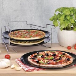 Merkloos Pizzaplaat Bakset Met 3 Bakplaten 16 X 31 Cm- Pizza Rek 3-delig - Pizzabakset Met Standaard/rek -Barbecue Benodigdheden 1200x1200 351