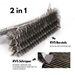 Gohh BBQ Borstel Met Schraper - Schoonmaakborstel - Barbecue Krabber Met Handige Bewaarzak 2 In 1 -Barbecue Benodigdheden 1200x1200 419
