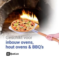 Qualux Pizzaschep Tweedelig – Pizzaschep Voor BBQ – Ophangbaar – Hout/rvs -Barbecue Benodigdheden 1200x1200 427