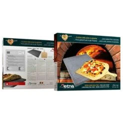ETNA Pizza Set - Grote Pizzasteen & GRATIS Pizzaschep - 30 Cm X 38 Cm - Echt Italiaanse Pizzasteen - Broodbaksteen - BBQ Pizzasteen - Gemaakt Van Lavasteen Uit De Etna - Non-stick - Eppicotispai -Barbecue Benodigdheden 1200x1200 555
