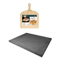 ETNA Pizza Set - Grote Pizzasteen & GRATIS Pizzaschep - 30 Cm X 38 Cm - Echt Italiaanse Pizzasteen - Broodbaksteen - BBQ Pizzasteen - Gemaakt Van Lavasteen Uit De Etna - Non-stick - Eppicotispai -Barbecue Benodigdheden 1200x1200 556