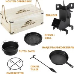 Dutch Mountains Gietijzeren Pannenset 7-delig - Dutch Oven – Braadpan - Grillpan - Hapjespan - Kookset In Houten Transportkist - Deksellifter - Brander 16 Dutch Mountains Gietijzeren Pannenset 7-delig - Dutch Oven – Braadpan - Grillpan - Hapjespan - Kookset In Houten Transportkist - Deksellifter - Brander -Barbecue Benodigdheden 1200x1200 573