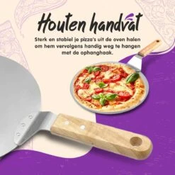 Nowad Pizzaschep RVS Rond Voor BBQ En Oven - 30,5 Cm - Pizzaspatel - Taartschep - Houten Handvat - Ophangbaar - Rond - Vaatwasbestendig - Keukenaccessoires -Barbecue Benodigdheden 1200x1200 611
