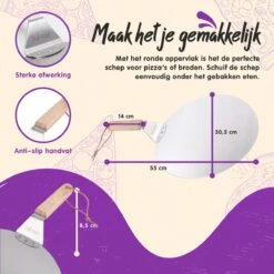 Nowad Pizzaschep RVS Rond Voor BBQ En Oven - 30,5 Cm - Pizzaspatel - Taartschep - Houten Handvat - Ophangbaar - Rond - Vaatwasbestendig - Keukenaccessoires -Barbecue Benodigdheden 1200x1200 620