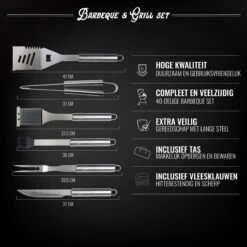 Mountain Jack® 40-Delige Luxe BBQ Grill Accessoires Set In Roestvrij Staal – Barbecue Gereedschap – Tangenset, Vlees Thermometer, Vleestang, Borstel, Spiezen, Vleesmes, Vleesvork 15 Mountain Jack® 40-Delige Luxe BBQ Grill Accessoires Set In Roestvrij Staal – Barbecue Gereedschap – Tangenset, Vlees Thermometer, Vleestang, Borstel, Spiezen, Vleesmes, Vleesvork -Barbecue Benodigdheden 1200x1200 656