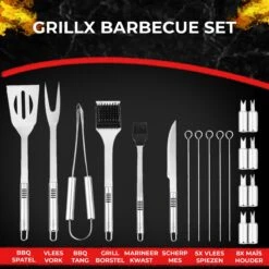 GrillX Barbecue Gereedschap Set - 19-delig - Inclusief Luxe Draagtas - BBQ Accesoires - Gereedschapset -Barbecue Benodigdheden 1200x1200 672