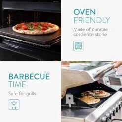 Navaris Pizzasteen XL Voor Oven En Barbecue - Rechthoekige Pizzaplaat 38 X 30 Cm - Inclusief Receptenboek - Keramisch Geglazuurd - Zwart -Barbecue Benodigdheden 1200x1200 691