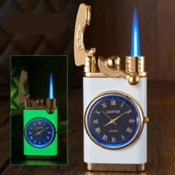 Flametimer Exclusieve Aansteker Met Horloge, 2 Stuks Willekeurig, Winddichte Draagbare Kaars Aansteker Voor Kaars Koken BBQ, Vuurwerk, Zak Zaklamp Aansteker Met Geschenkdoos, Cool Gift -Barbecue Benodigdheden 1200x1200 759
