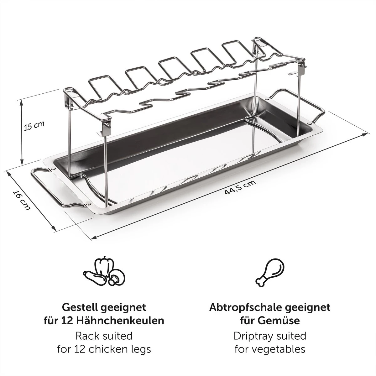 Blumtal BBQ Rek - Robuuste Roestvrijstalen Kippenpoot Rek - Voor 12 Poten - Kippengrillstandaard - Vaatwasmachinebestendig 9 Blumtal BBQ Rek - Robuuste Roestvrijstalen Kippenpoot Rek - Voor 12 Poten - Kippengrillstandaard - Vaatwasmachinebestendig - Afbeelding 7