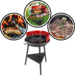 Houtskoolbarbecue Ø33 Cm | Verstelbare Grill BBQ | Halfopen | Zwart / Rood -Barbecue Benodigdheden 1200x1200 84