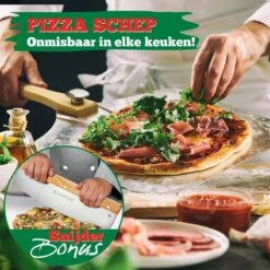 Ecowize Pizzaschep Voor BBQ En Oven - Aluminium Pizzaspatel Vierkant 30cm Met Inklapbaar Handvat - Met Extra Professionele Pizzasnijder -Barbecue Benodigdheden 1200x1200 844