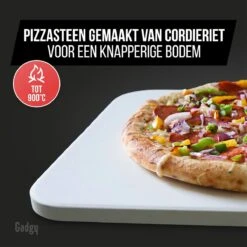 Gadgy Pizzasteen Met Pizzaschep – Cordieriet Voor Knapperige Pizzabodem – Pizzasteen Voor BBQ, Oven Of Kamado - Pizzaspatel - Pizza Set -Barbecue Benodigdheden 1200x1200 845