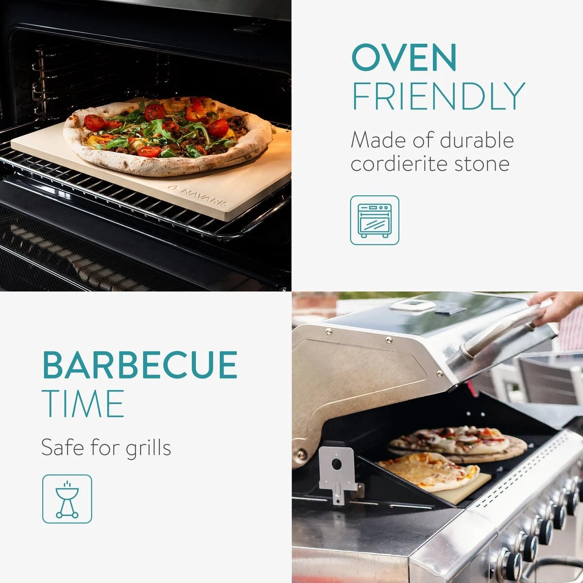 Navaris Pizzasteen XL Voor Oven En Barbecue - Rechthoekige Pizzaplaat 38 X 30 Cm - Inclusief Pizzaschep Met Extra Lang Handvat En Receptenboek 7 Navaris Pizzasteen XL Voor Oven En Barbecue - Rechthoekige Pizzaplaat 38 X 30 Cm - Inclusief Pizzaschep Met Extra Lang Handvat En Receptenboek - Afbeelding 5