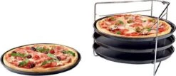 Pizza - Pizzarek - Pizza Oven - Zenker - Pizzabakset - 5 Delige Set Voor 4 Pizza's - Ø 28,5 Cm - Antiaanbaklaag Van ILAG® - Pizzaplaat - Pizza -Barbecue Benodigdheden 1200x519