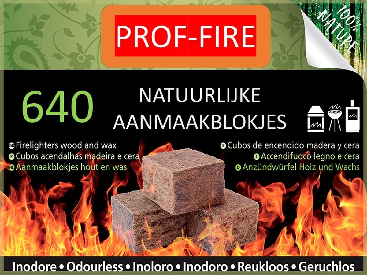 PROF-FIRE - 640 Aanmaakblokjes Bruin- Voordeelbox - Ecologisch - Milieuvriendelijk - CO2 Neutraal - Fire-Up Kwaliteit 5 PROF-FIRE - 640 Aanmaakblokjes Bruin- Voordeelbox - Ecologisch - Milieuvriendelijk - CO2 Neutraal - Fire-Up Kwaliteit - Afbeelding 3