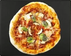 Navaris Pizzasteen XL Voor Oven En Barbecue - Rechthoekige Pizzaplaat 38 X 30 Cm - Inclusief Receptenboek - Keramisch Geglazuurd - Zwart -Barbecue Benodigdheden 1200x942 2